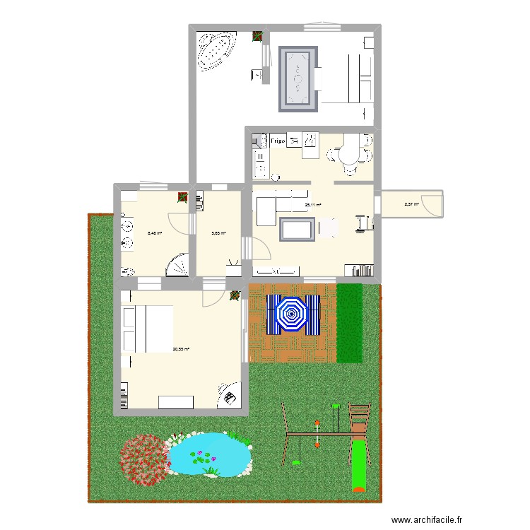 imane. Plan de 5 pièces et 62 m2