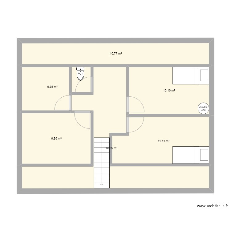 Maison étage. Plan de 6 pièces et 68 m2