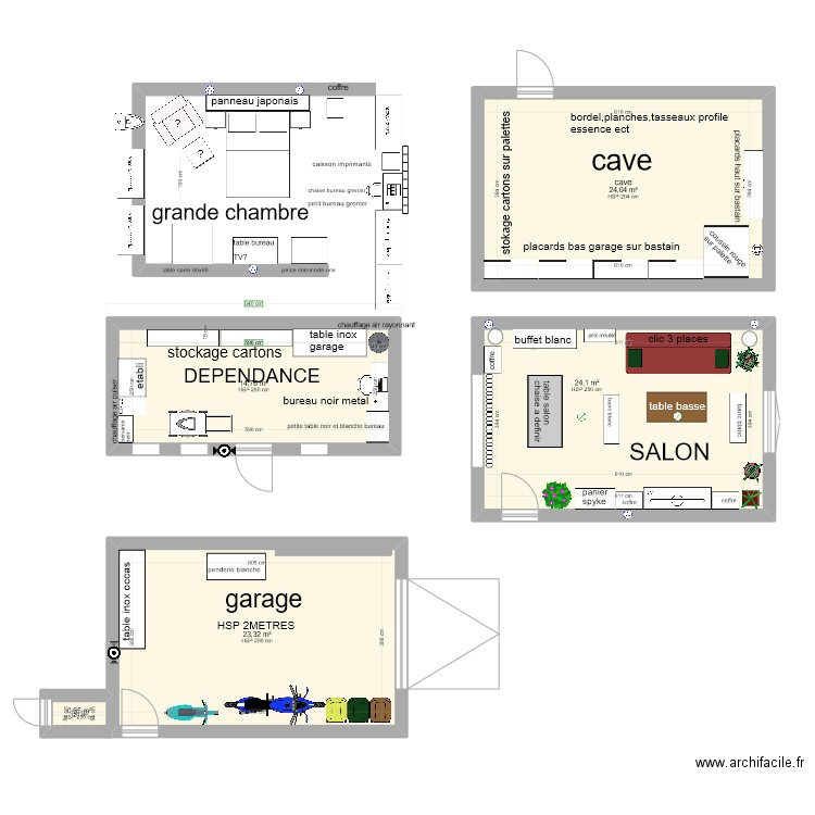 GARAGE. Plan de 5 pièces et 87 m2