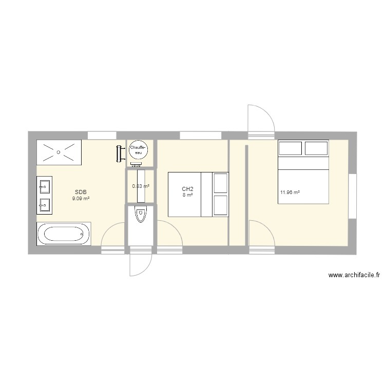 coté chambre. Plan de 0 pièce et 0 m2