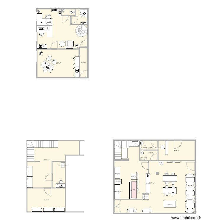 bureau. Plan de 12 pièces et 162 m2