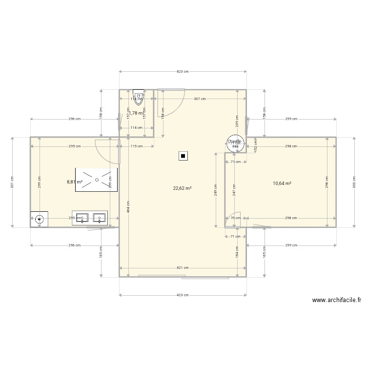 CHALET LABOUHEYRE 2. Plan de 4 pièces et 44 m2