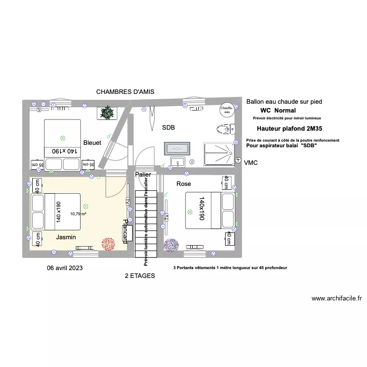 Chambres amis 2 étages vassy oct 2022. Plan de 1 Pièce et 11 m² Chambres amis 2 étages vassy oct 2022. Plan de 1 Pièce et 11 m²