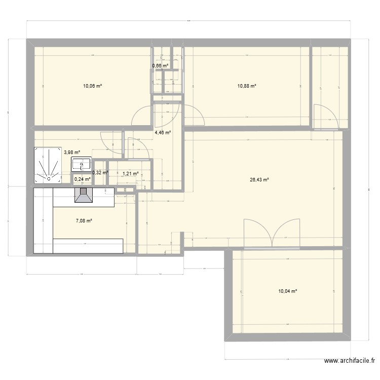 plan test. Plan de 11 pièces et 75 m2