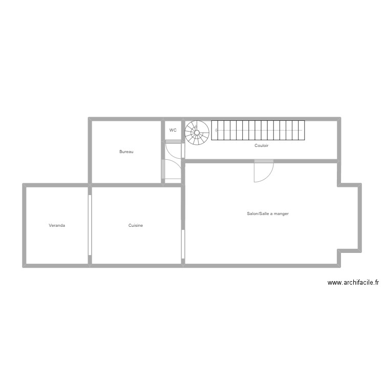 salon. Plan de 7 pièces et 68 m2