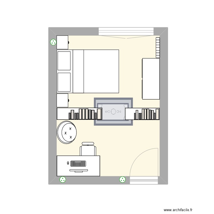 Chambre 1. Plan de 1 pièce et 15 m2