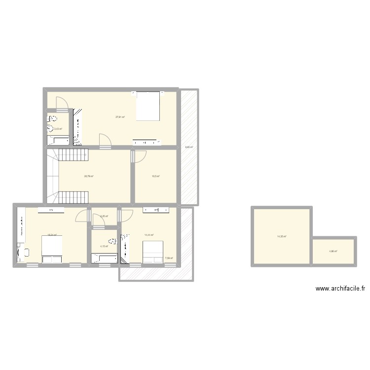 maison 2 étage. Plan de 12 pièces et 137 m2