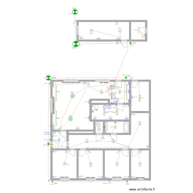 implantation electricte avec deux coffret . Plan de 0 pièce et 0 m2