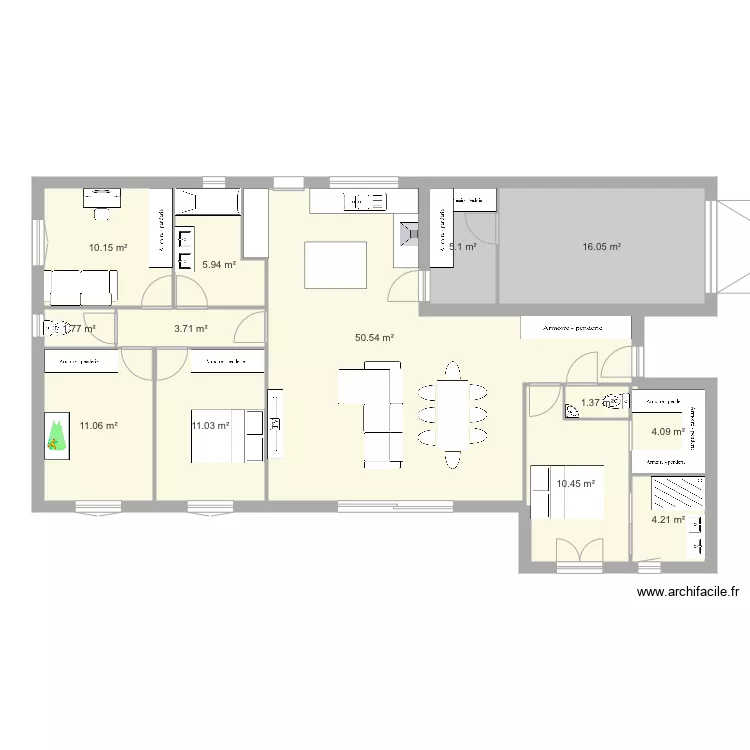 Plan 115 m2 avec garage. Plan de 