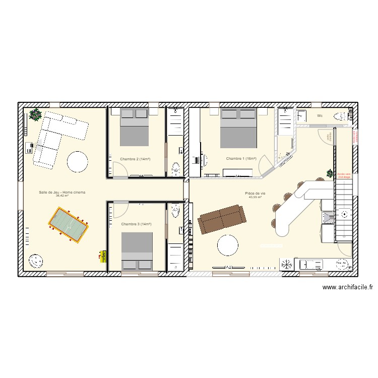 appt 1 er etage version 4 PROJET 2022 avec 3 ch. Plan de 9 pièces et 122 m2