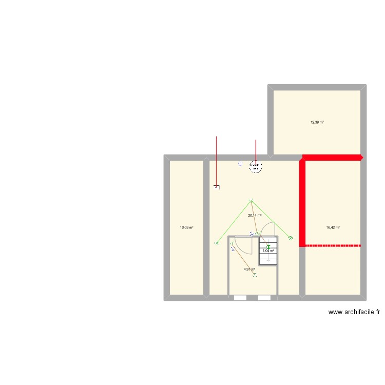 Christophe Gamarde R+1. Plan de 6 pièces et 65 m2