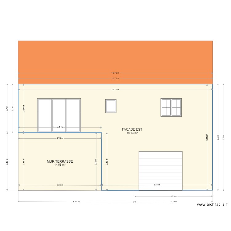 Façade est. Plan de 0 pièce et 0 m2