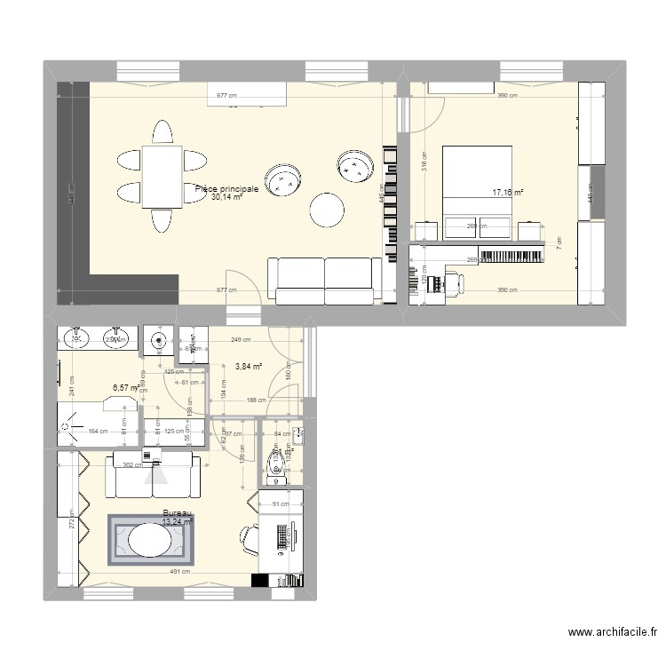 JJ1 - Vierge. Plan de 6 pièces et 72 m2