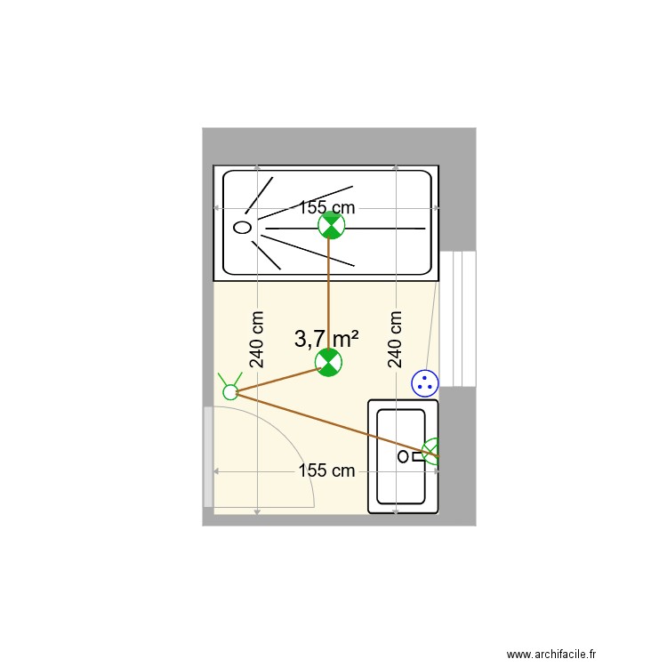 CARVAL Sdb rdc PROJET douche rectangulaire. Plan de 0 pièce et 0 m2