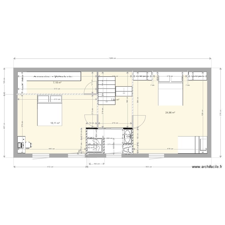 etage plou. Plan de 4 pièces et 58 m2