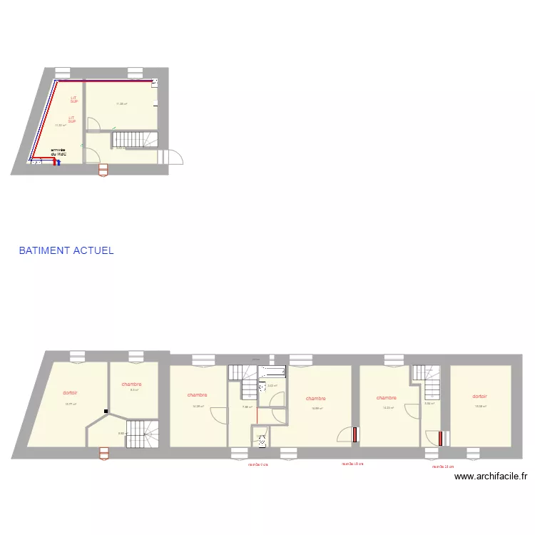 Plomberie &eacute;tage Xav. Plan de 