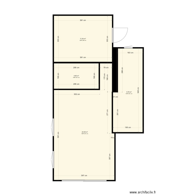 AGAY RDC PLAN T3 . Plan de 5 pièces et 51 m2