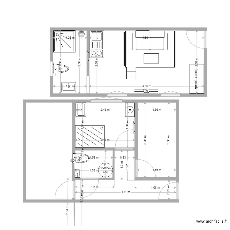 Test 2. Plan de 6 pièces et 31 m2