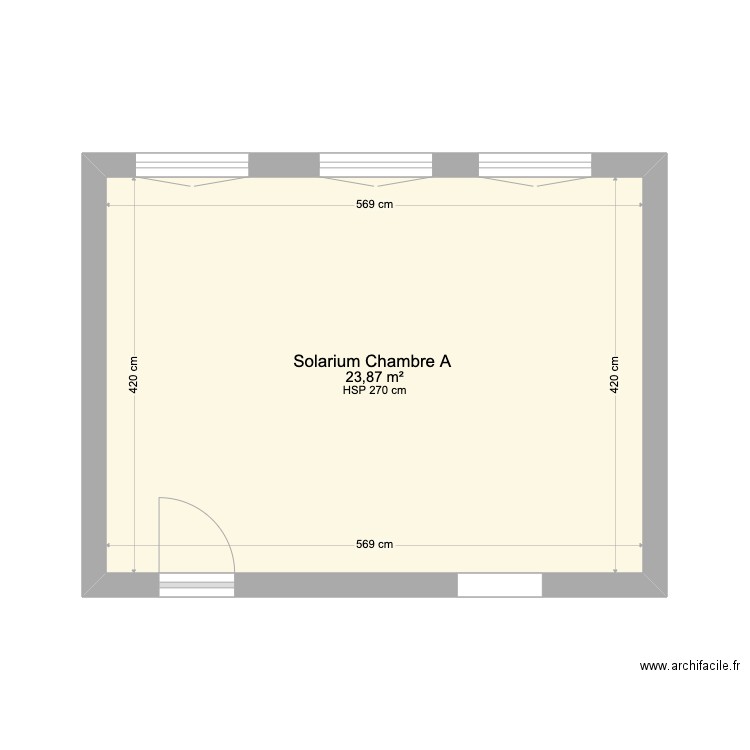 Maison Guy Lechien - Chambre A ( Solarium ) Etage 1. Plan de 1 pièce et 24 m2