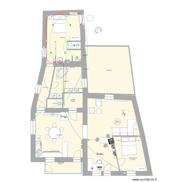 Mercurey 9 élec. Plan de 13 pièces et 138 m2