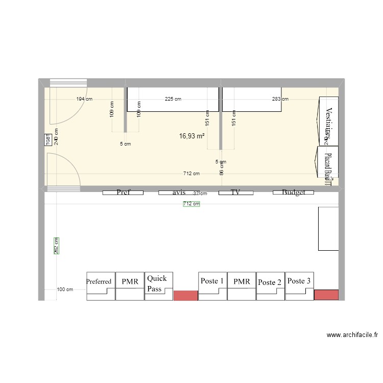 Nantes APT nouveau V2. Plan de 1 pièce et 17 m2