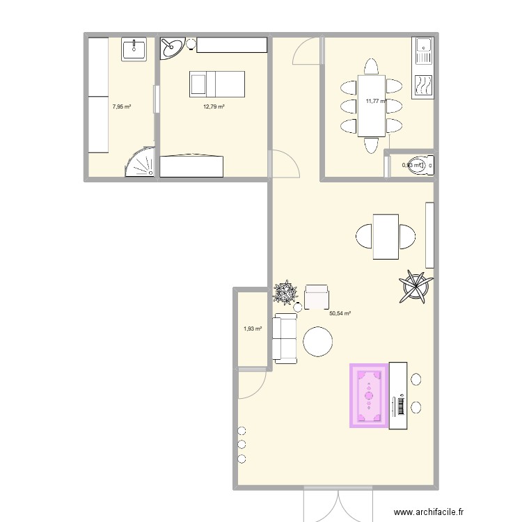 institut. Plan de 6 pièces et 86 m2