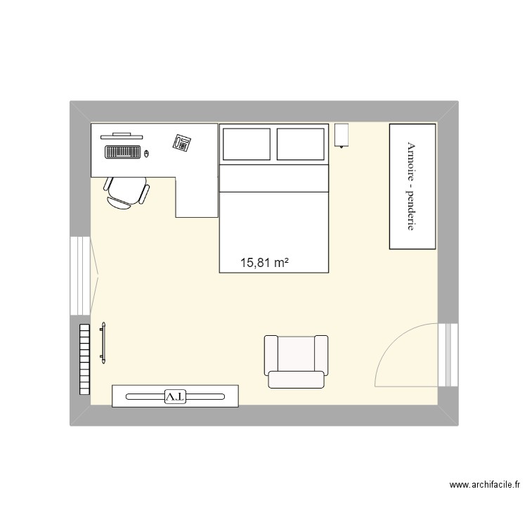 chambre stras. Plan de 1 pièce et 16 m2