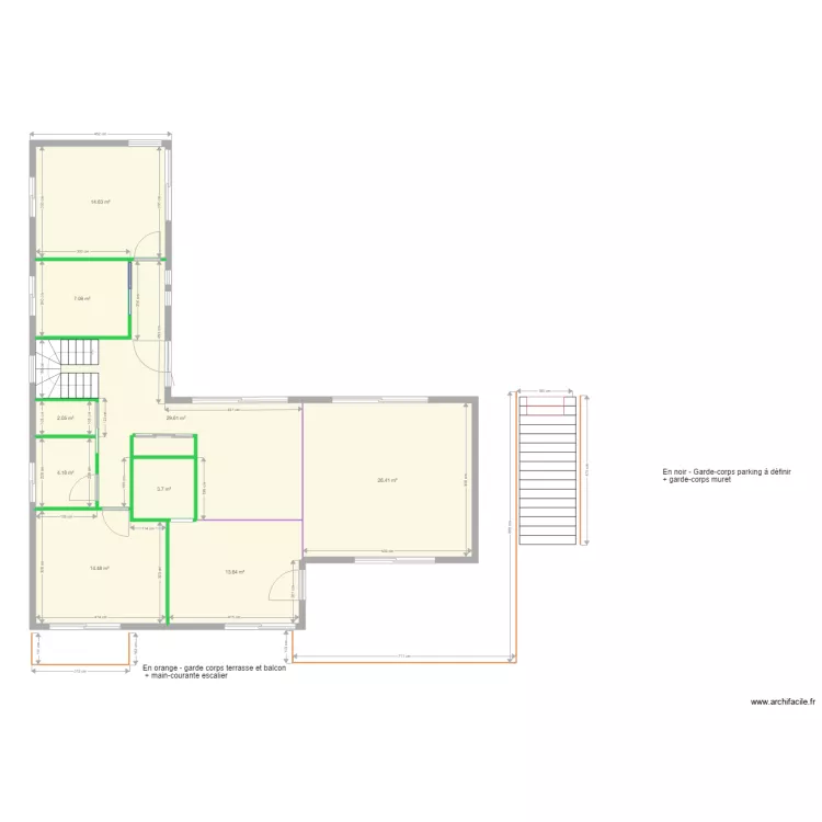 Maison Jaqueline terrasse et balcon bois V2. Plan de 