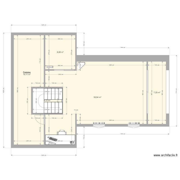 Appartement1er. Plan de 5 pièces et 78 m2