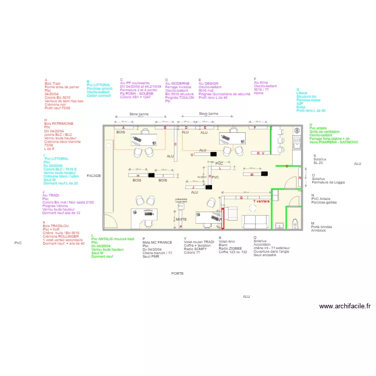 Boulogne fenetres variante. Plan de 
