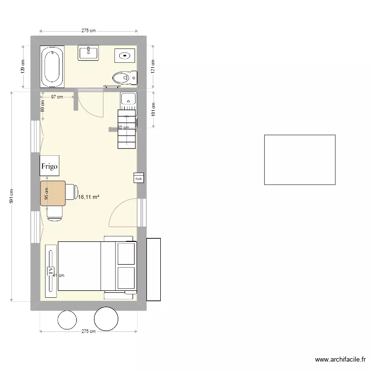 studio st laurent. Plan de 