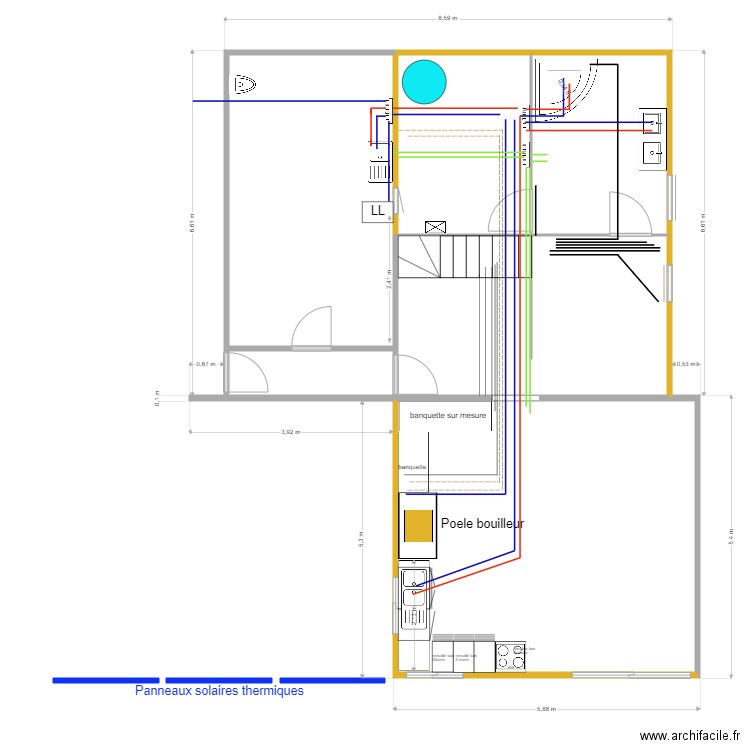 plan gaines sous parquet avril 2023. Plan de 6 pièces et 83 m2