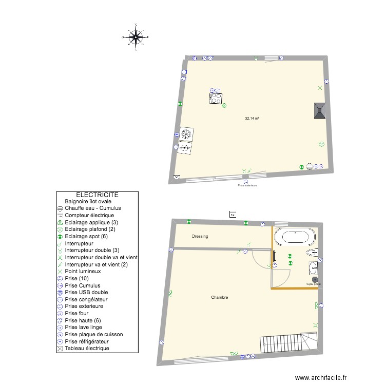 Yoann. Plan de 4 pièces et 69 m2