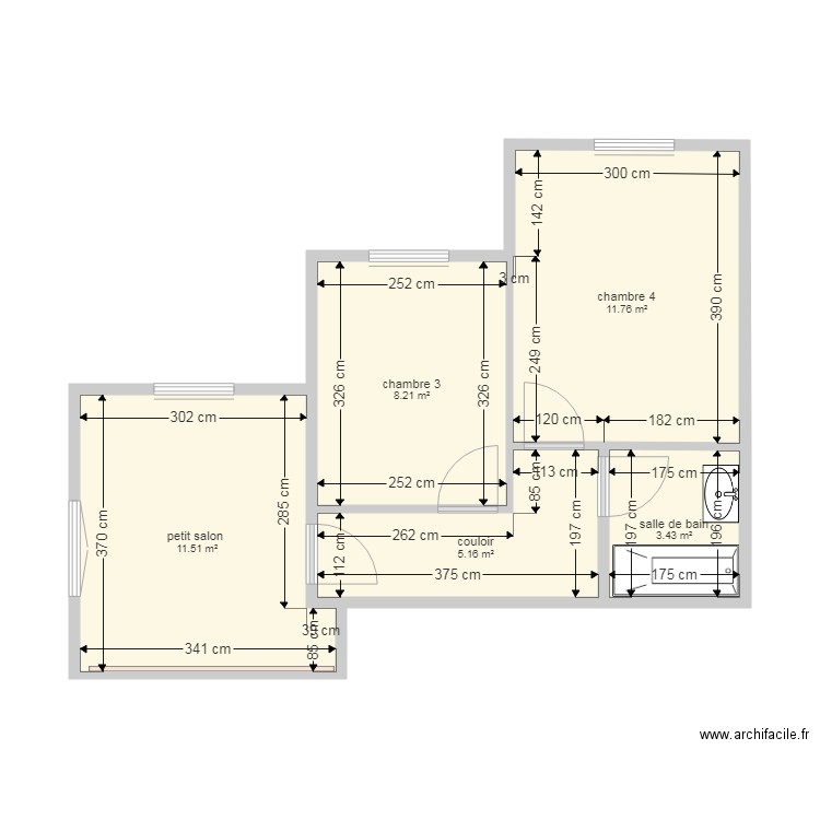 appartement comble 1 er. Plan de 5 pièces et 40 m2