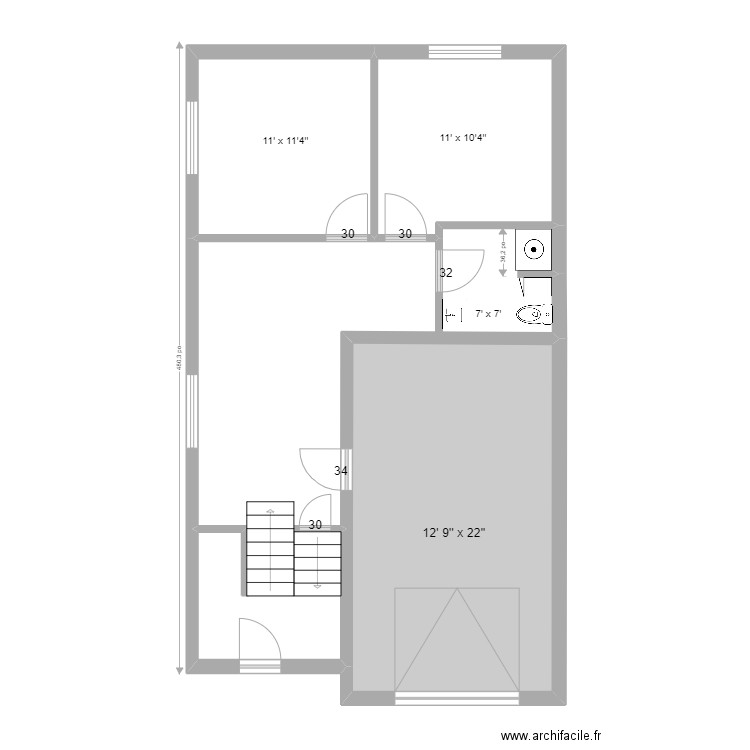 24x40 avec garage . Plan de 8 pièces et 156 m2