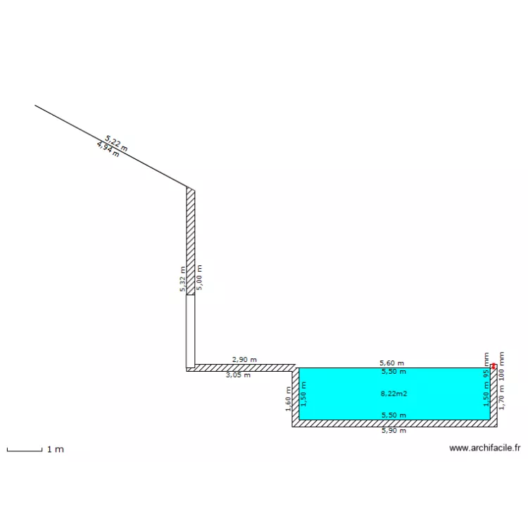 vue coupe piscine 5.5X5.5 m. Plan de vue coupe piscine 5.5X5.5 m. Plan de