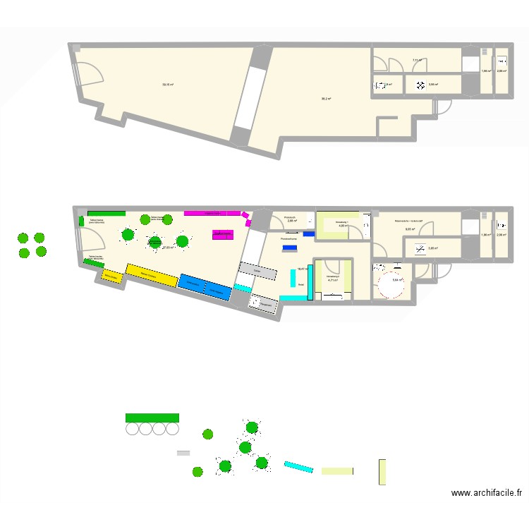 K FUN. Plan de 17 pièces et 185 m2