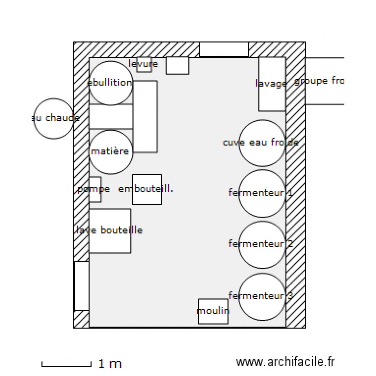 salle de brassage. Plan de 0 pièce et 0 m2