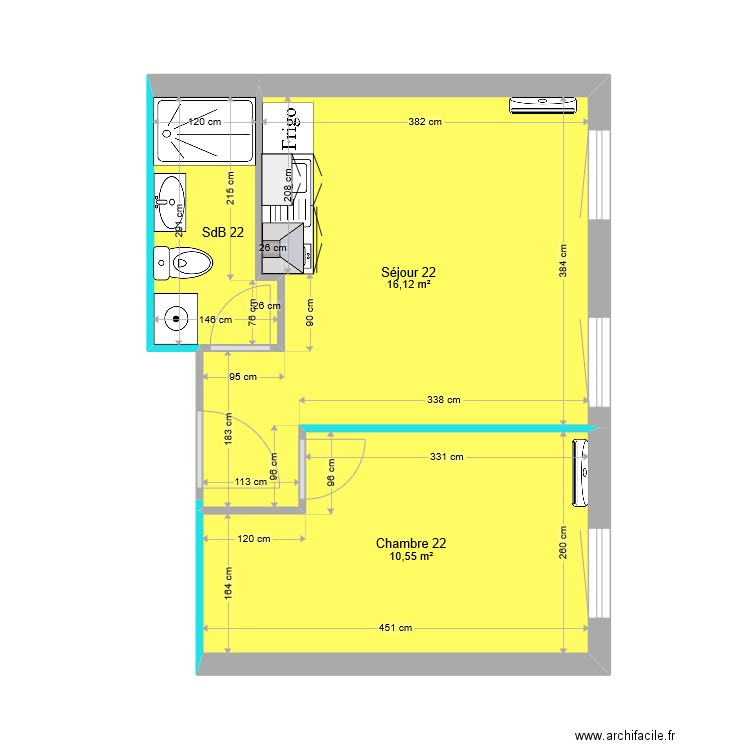 Appartement 22. Plan de 3 pièces et 30 m2