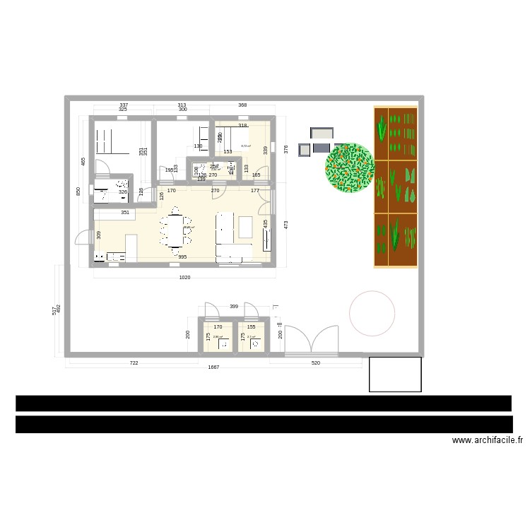 plan n01. Plan de 5 pièces et 56 m2