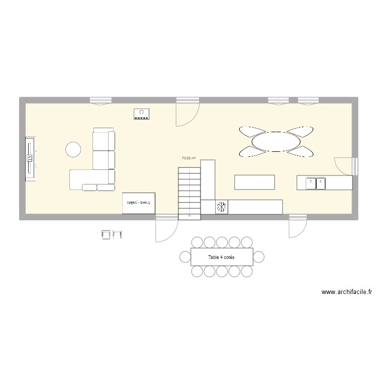 Salon salle à manger cuisine. Plan de 0 pièce et 0 m2