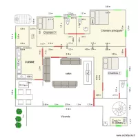 plan 3 chambres salon cuisine