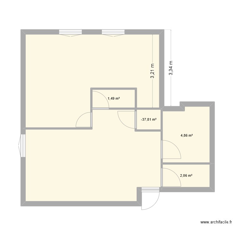 plan Exemple chat. Plan de 4 pièces et 9 m2