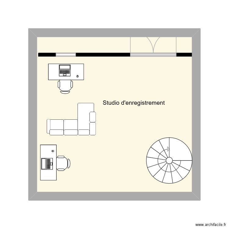 studio -1. Plan de 1 pièce et 23 m2