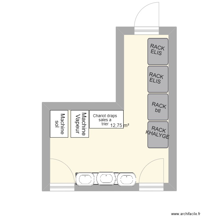 local linge taf. Plan de 0 pièce et 0 m2