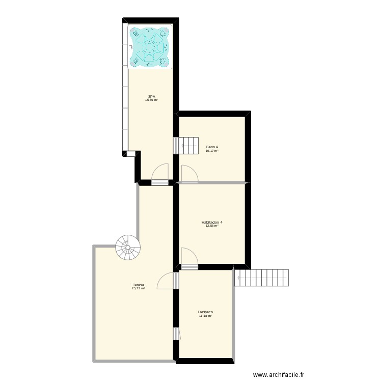 Atico duplex el Borne primero piso. Plan de 5 pièces et 75 m2