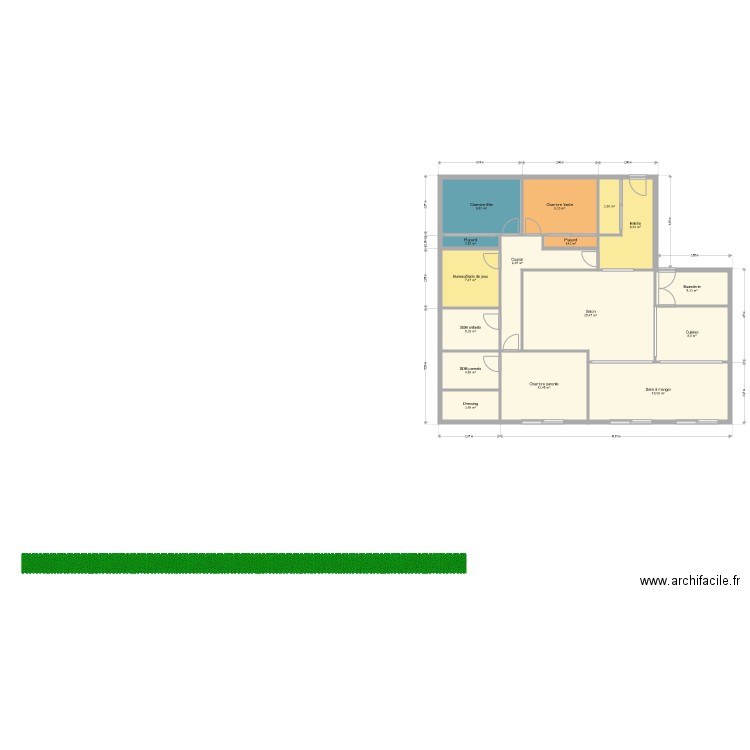 Maison Beuzeville Carré version béton . Plan de 16 pièces et 135 m2