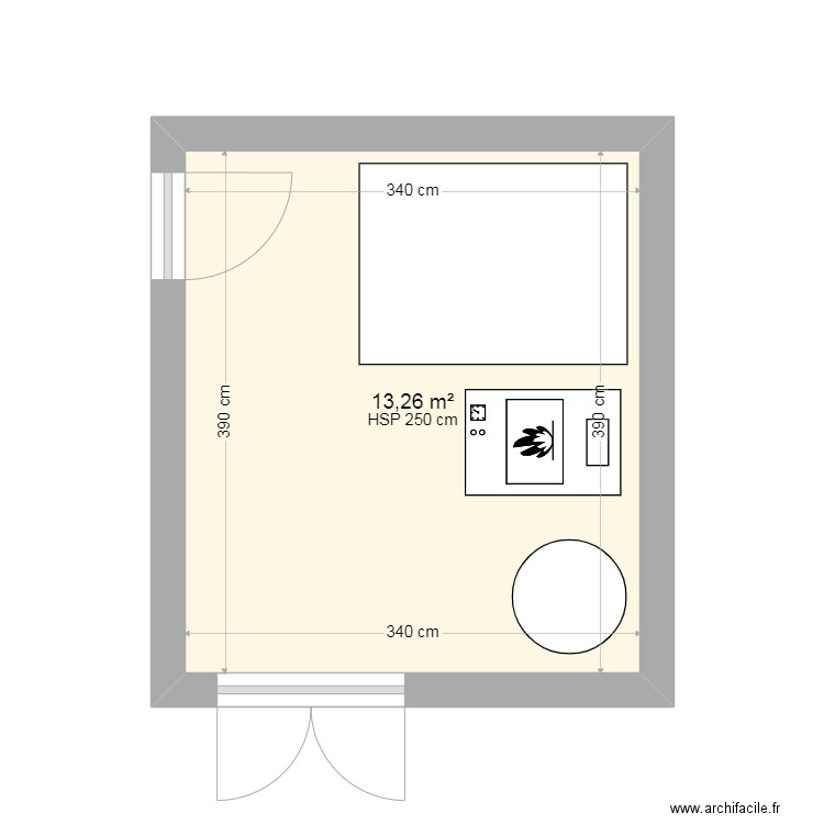 GARCIA. Plan de 1 pièce et 13 m2