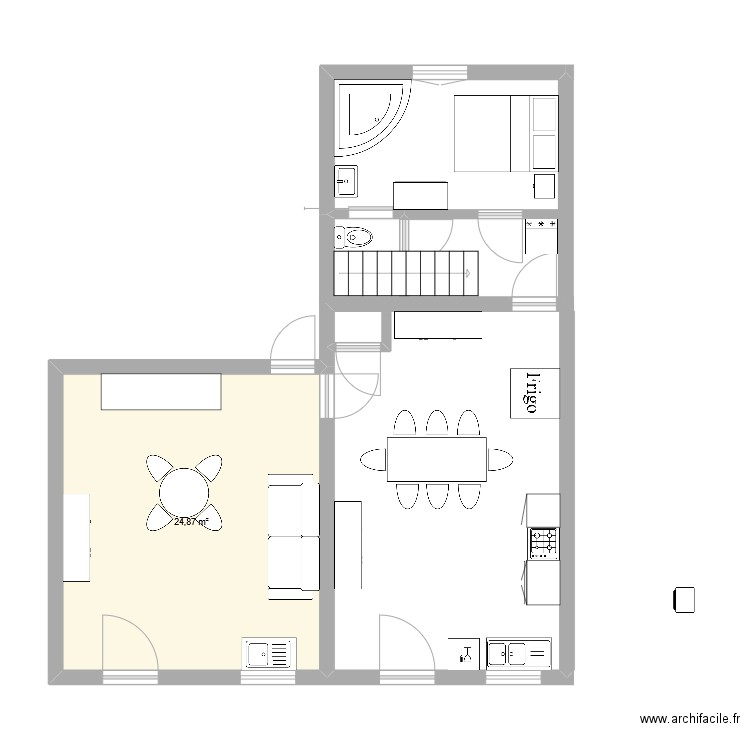 Rupt. Plan de 1 pièce et 25 m2