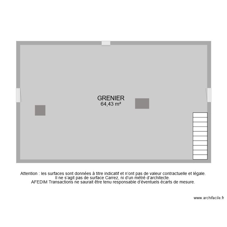 BI 8448 GRENIER . Plan de 2 pièces et 66 m2